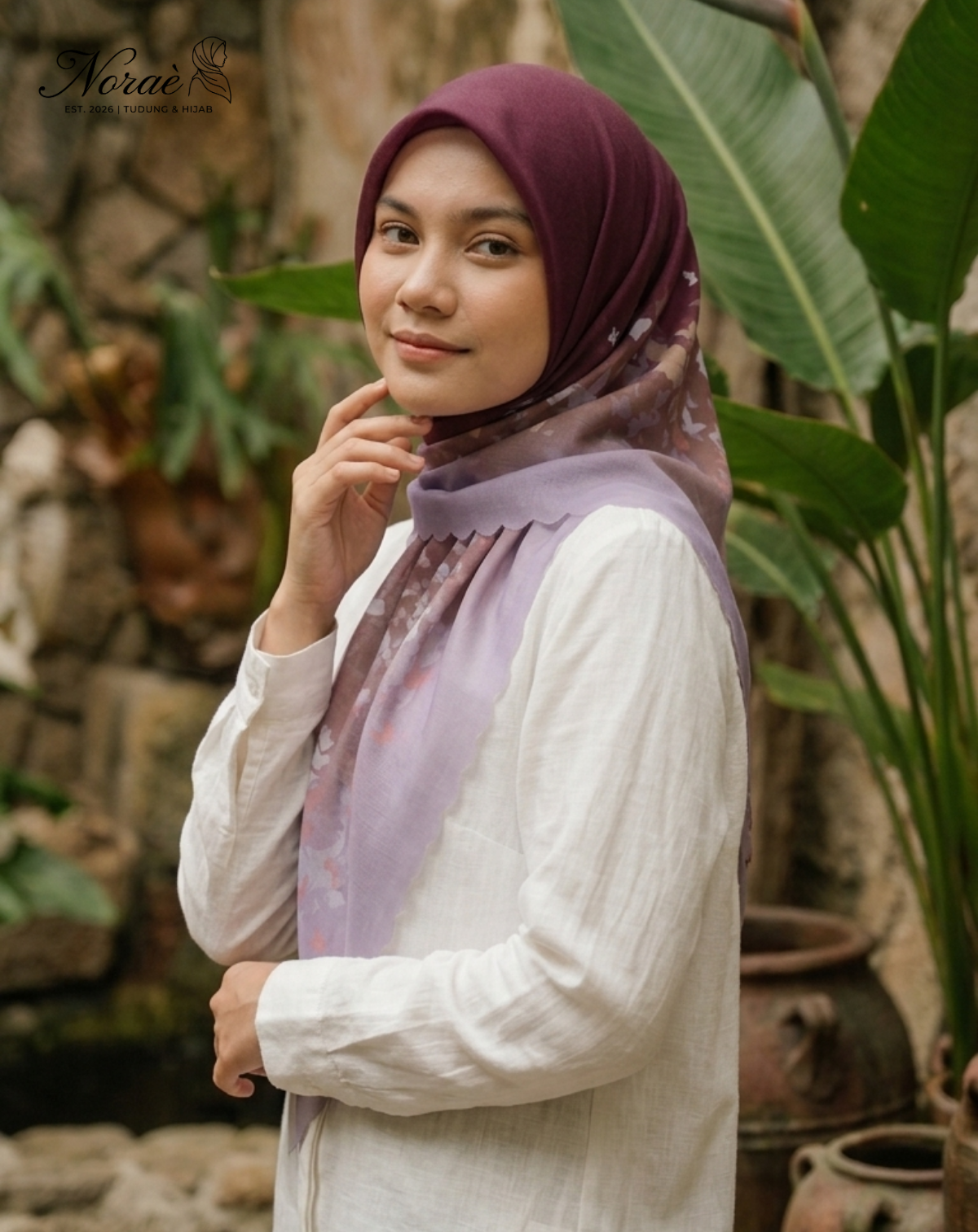 TUDUNG BAWAL PRINTED BIDANG 48 Cotton Voile Gradient Butterfly Design
