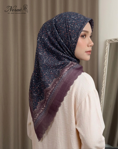 TUDUNG BAWAL PRINTED BIDANG 48 Cotton Voile Square Fruit Design