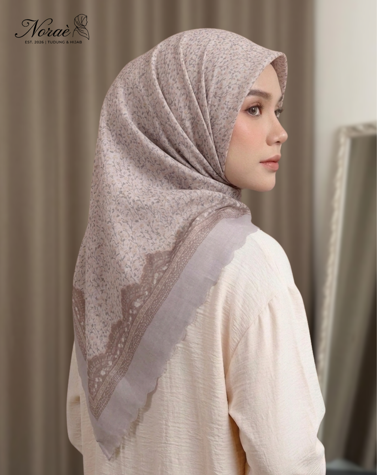TUDUNG BAWAL PRINTED BIDANG 48 Cotton Voile Square Fruit Design