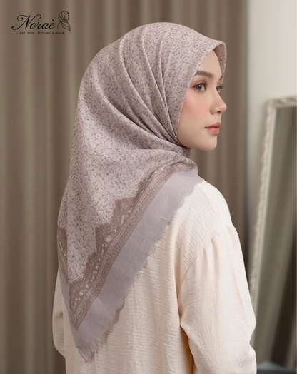 TUDUNG BAWAL PRINTED BIDANG 48 Cotton Voile Square Fruit Design