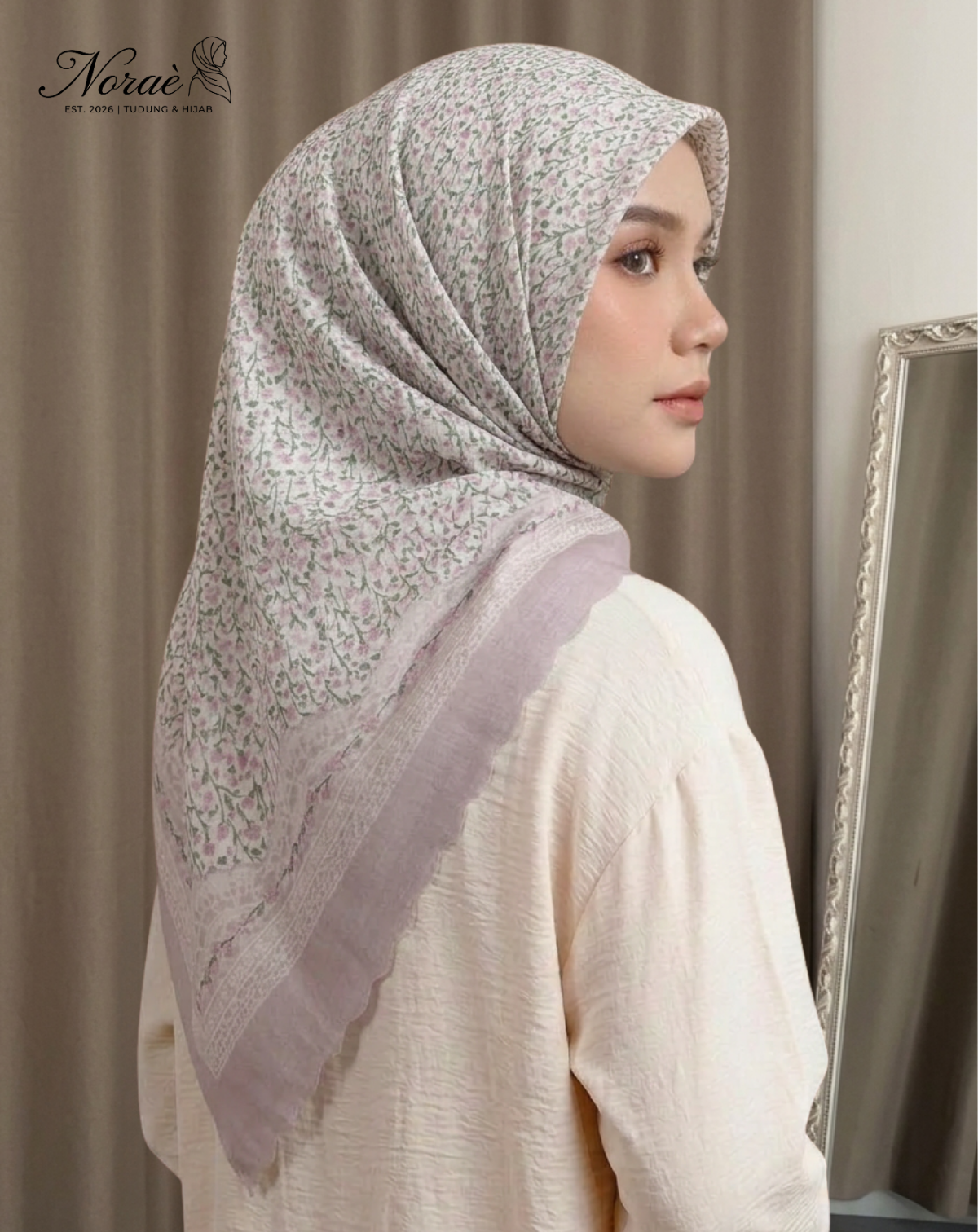 TUDUNG BAWAL PRINTED BIDANG 48 Cotton Voile Square Fruit Design
