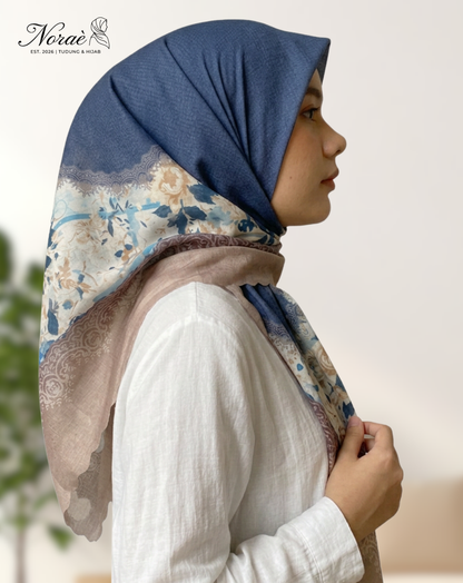 TUDUNG BAWAL PRINTED BIDANG 48 Cotton Voile Layer Flower Design
