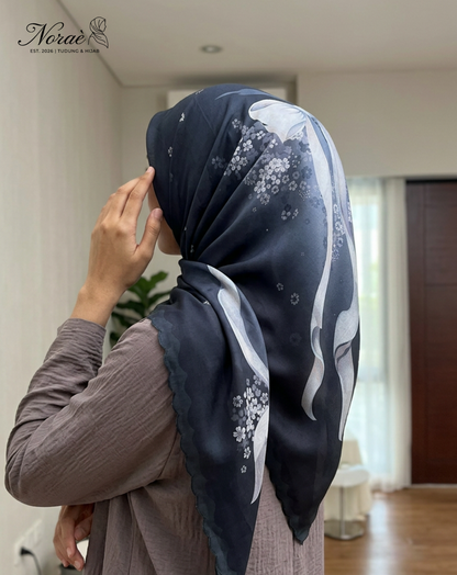 TUDUNG BAWAL PRINTED BIDANG 48 Cotton Voile Ribbon Design