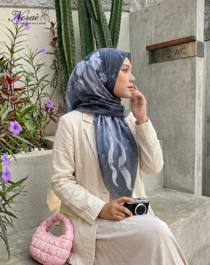 TUDUNG BAWAL PRINTED BIDANG 48 Cotton Voile Ribbon Design