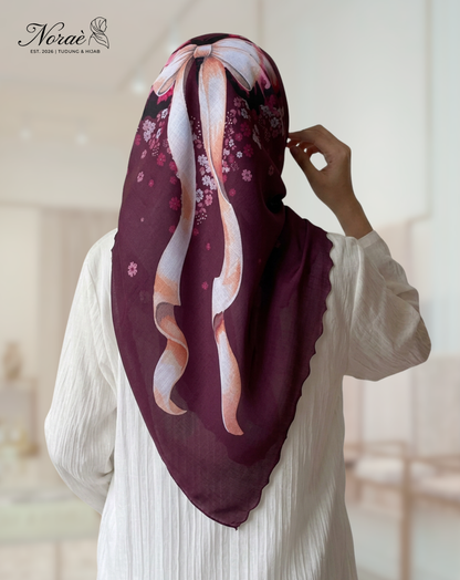 TUDUNG BAWAL PRINTED BIDANG 48 Cotton Voile Ribbon Design