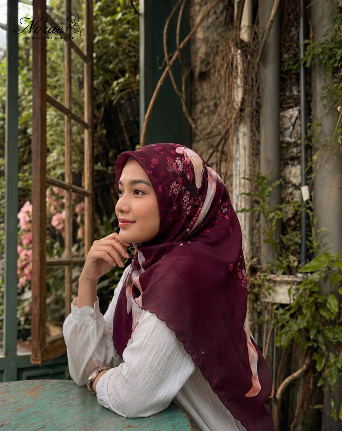 TUDUNG BAWAL PRINTED BIDANG 48 Cotton Voile Ribbon Design
