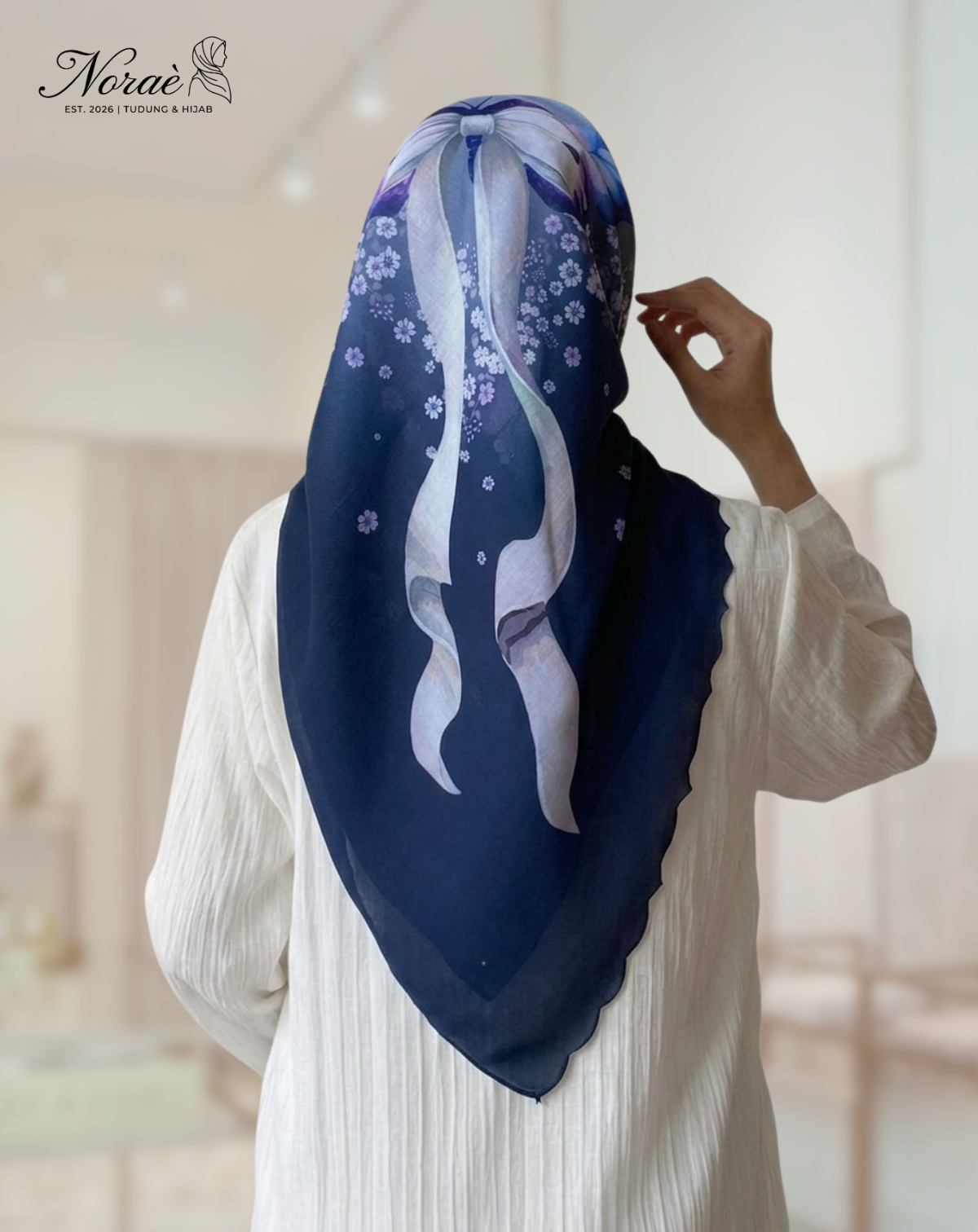 TUDUNG BAWAL PRINTED BIDANG 48 Cotton Voile Ribbon Design