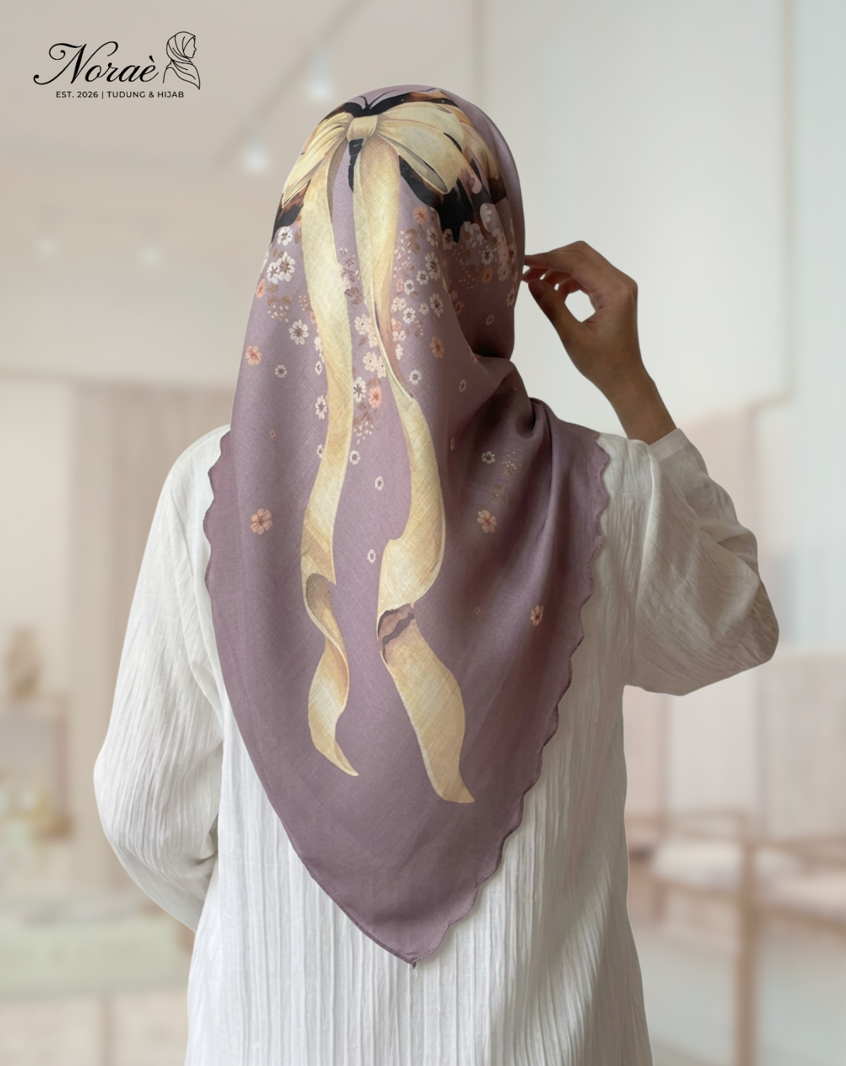 TUDUNG BAWAL PRINTED BIDANG 48 Cotton Voile Ribbon Design