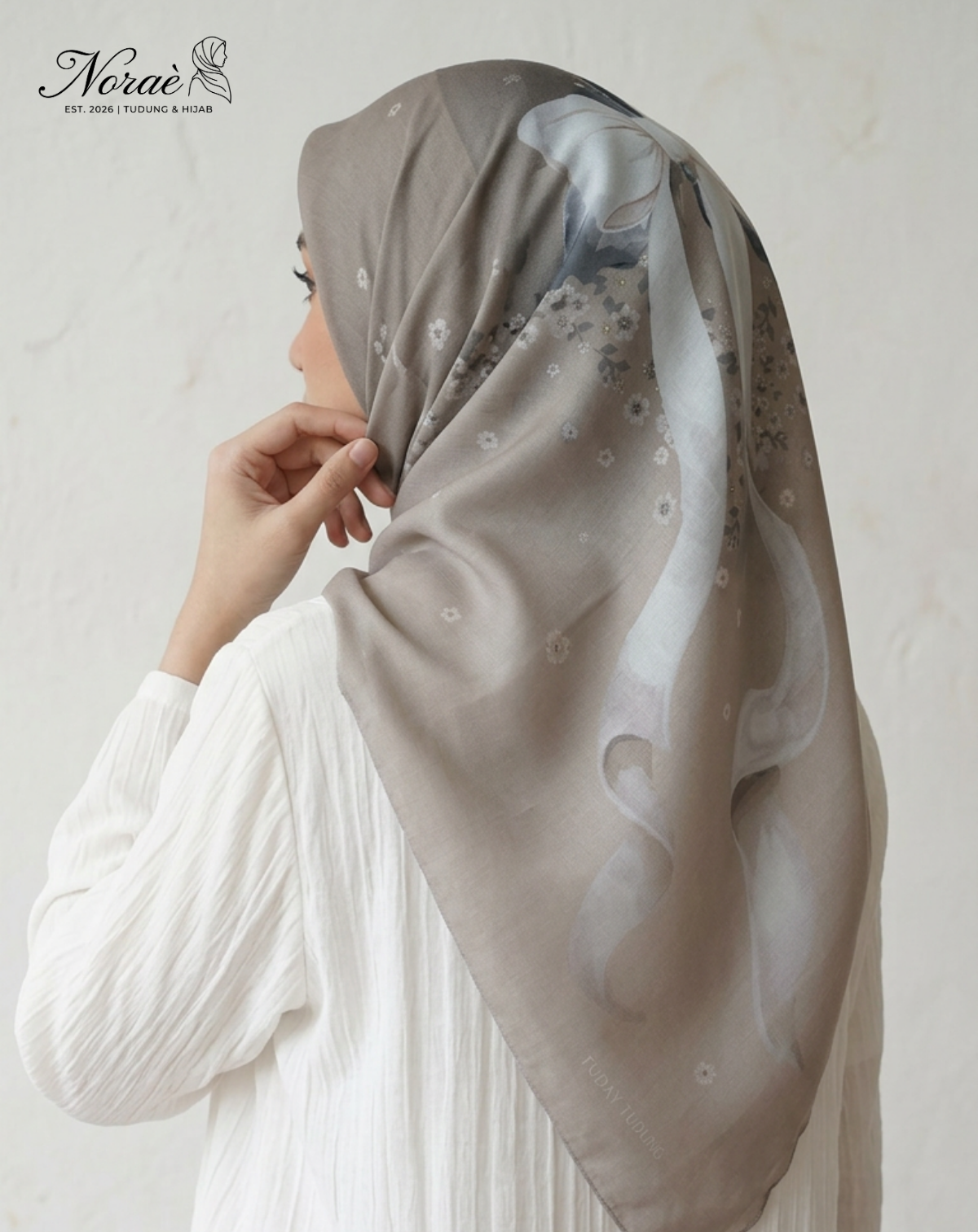 TUDUNG BAWAL PRINTED BIDANG 48 Cotton Voile Ribbon Design