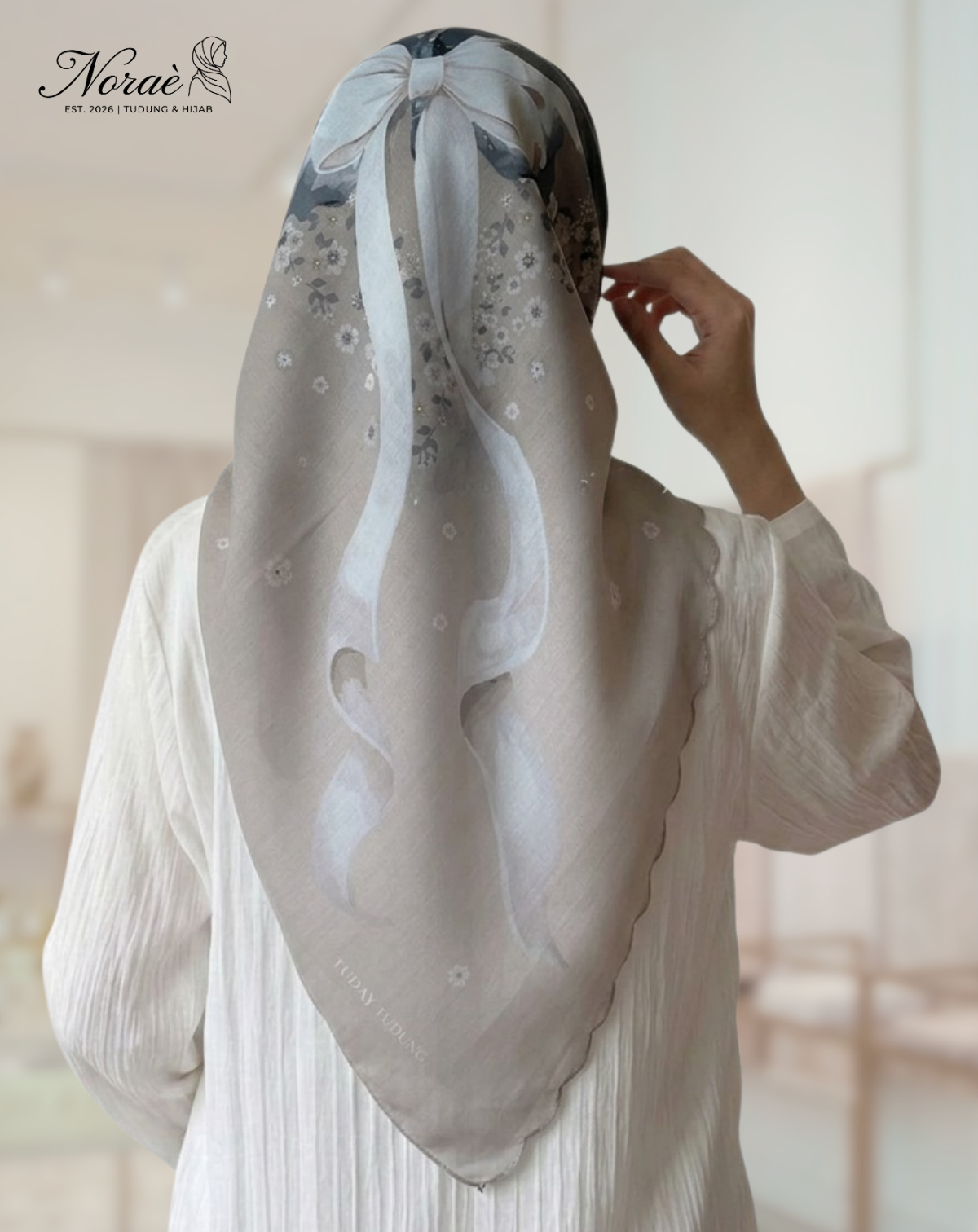 TUDUNG BAWAL PRINTED BIDANG 48 Cotton Voile Ribbon Design