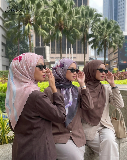 TUDUNG BAWAL PRINTED BIDANG 48 Cotton Voile Ribbon Design