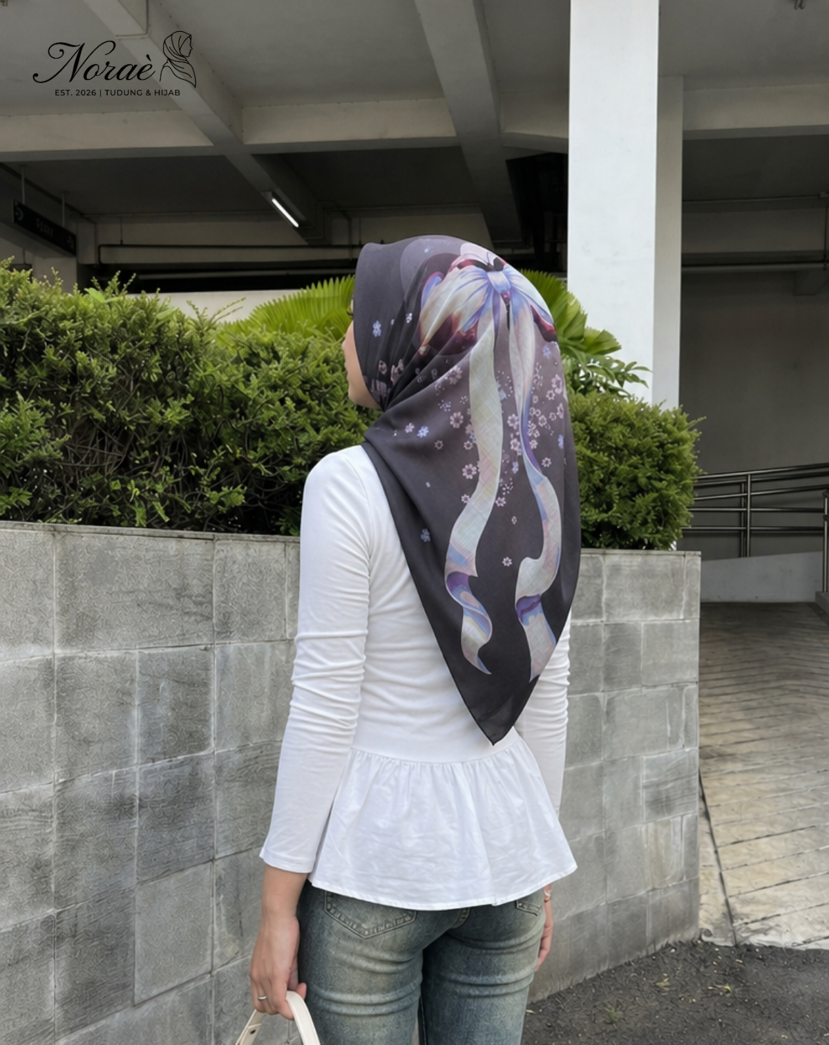 TUDUNG BAWAL PRINTED BIDANG 48 Cotton Voile Ribbon Design