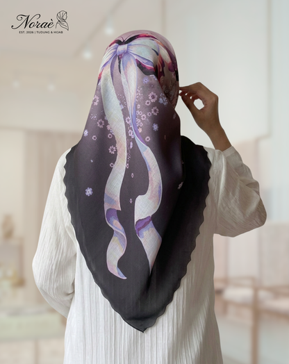 TUDUNG BAWAL PRINTED BIDANG 48 Cotton Voile Ribbon Design