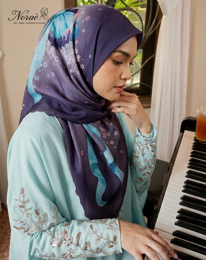 TUDUNG BAWAL PRINTED BIDANG 48 Cotton Voile Ribbon Design