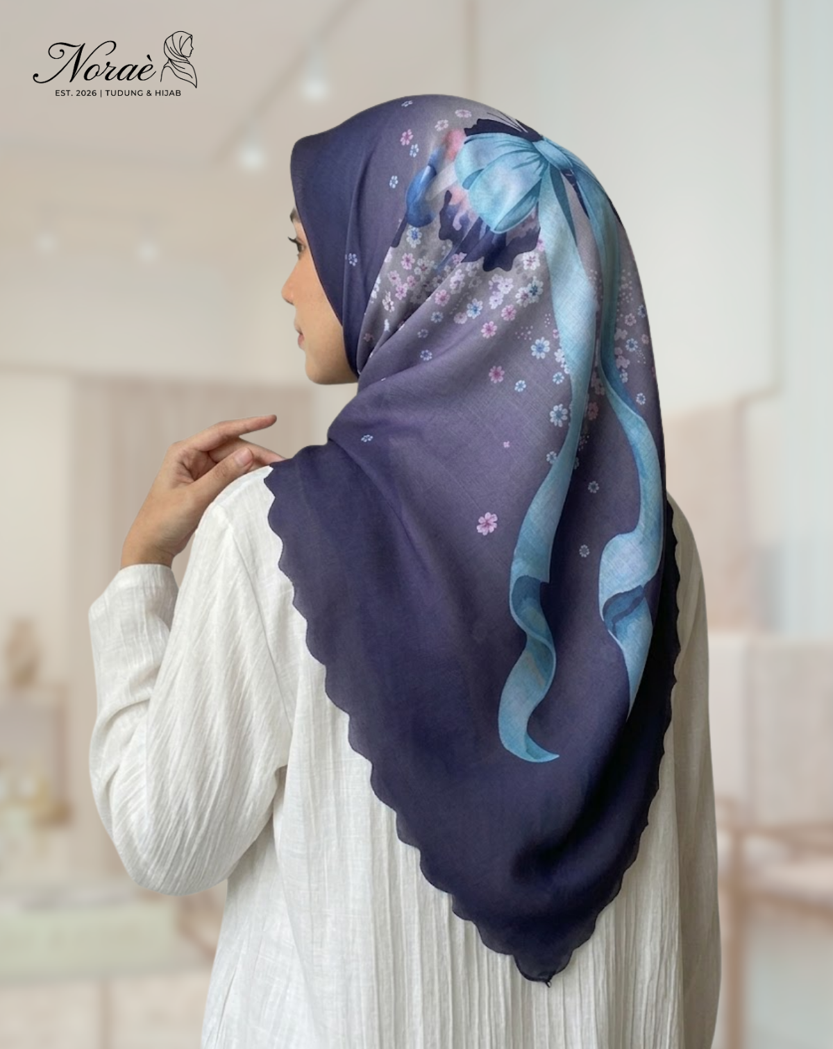 TUDUNG BAWAL PRINTED BIDANG 48 Cotton Voile Ribbon Design