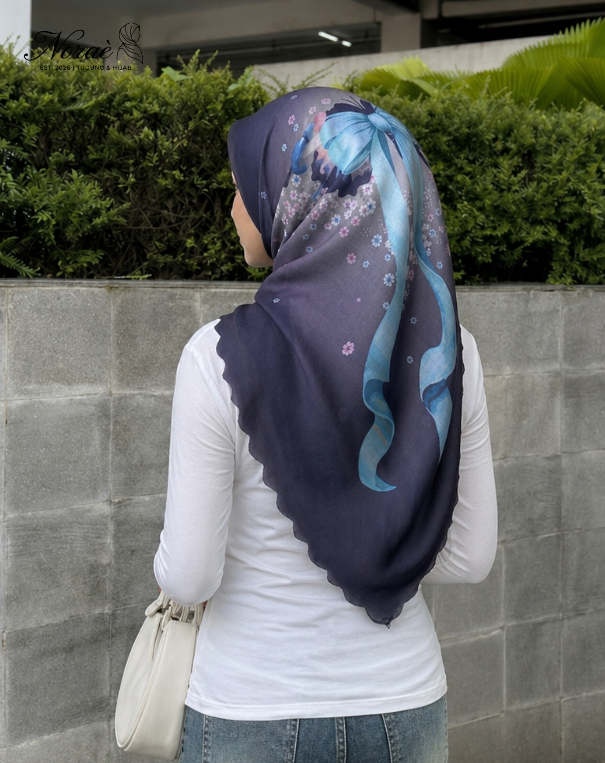 TUDUNG BAWAL PRINTED BIDANG 48 Cotton Voile Ribbon Design