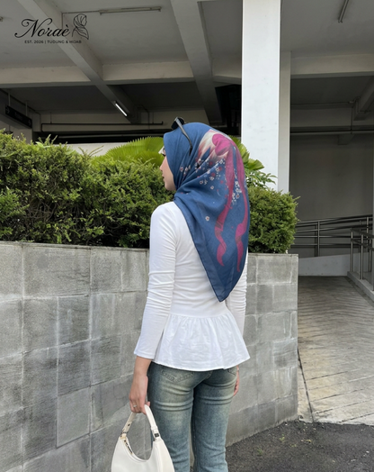 TUDUNG BAWAL PRINTED BIDANG 48 Cotton Voile Ribbon Design