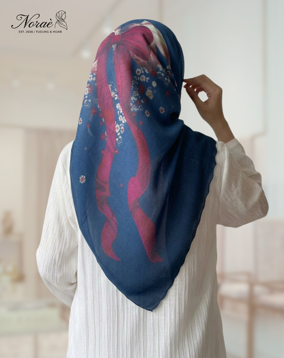 TUDUNG BAWAL PRINTED BIDANG 48 Cotton Voile Ribbon Design