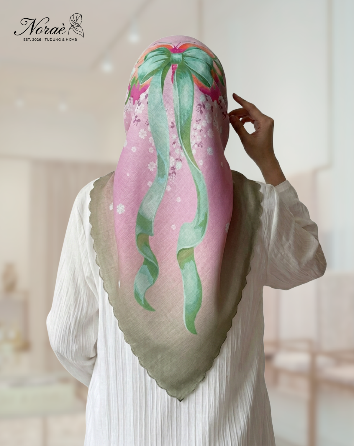 TUDUNG BAWAL PRINTED BIDANG 48 Cotton Voile Ribbon Design
