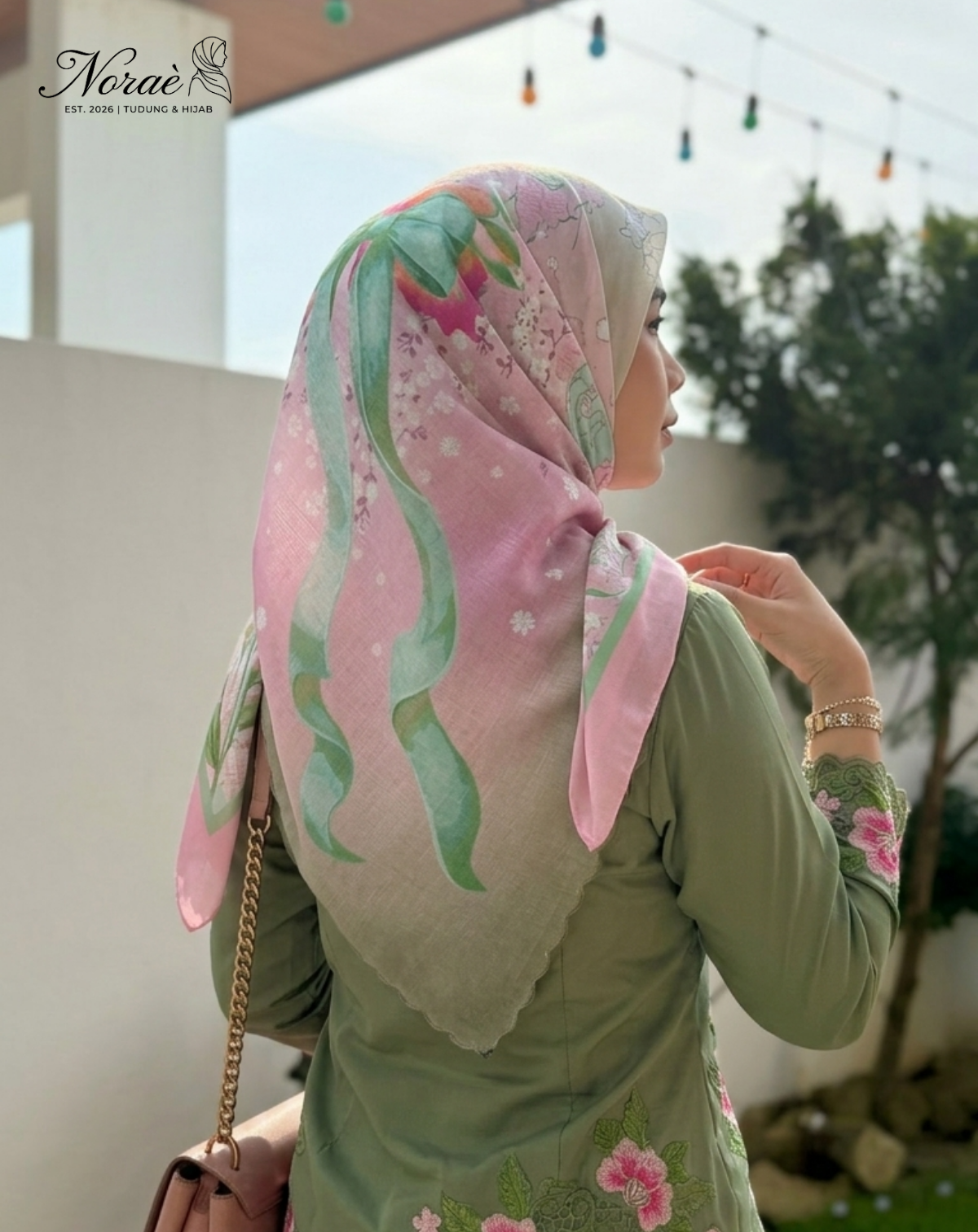 TUDUNG BAWAL PRINTED BIDANG 48 Cotton Voile Ribbon Design