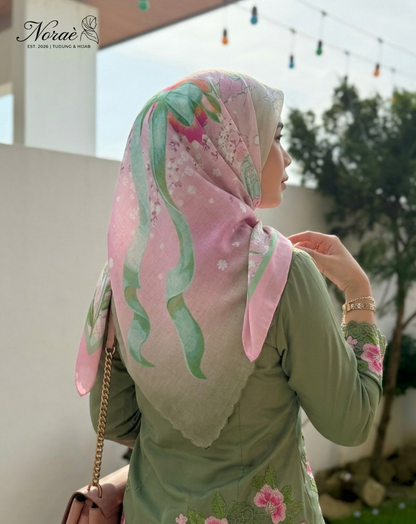 TUDUNG BAWAL PRINTED BIDANG 48 Cotton Voile Ribbon Design