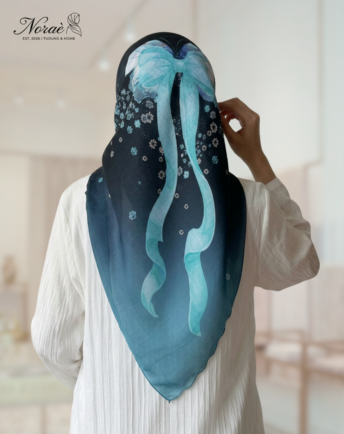TUDUNG BAWAL PRINTED BIDANG 48 Cotton Voile Ribbon Design