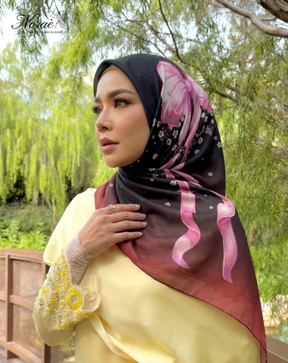 TUDUNG BAWAL PRINTED BIDANG 48 Cotton Voile Ribbon Design