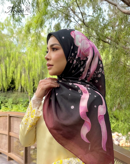TUDUNG BAWAL PRINTED BIDANG 48 Cotton Voile Ribbon Design