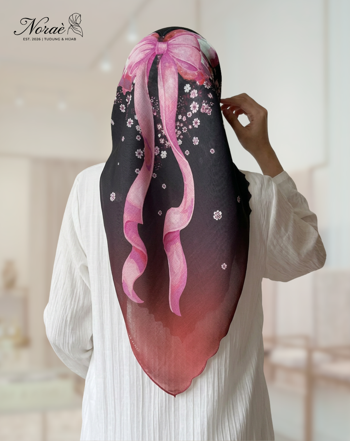 TUDUNG BAWAL PRINTED BIDANG 48 Cotton Voile Ribbon Design