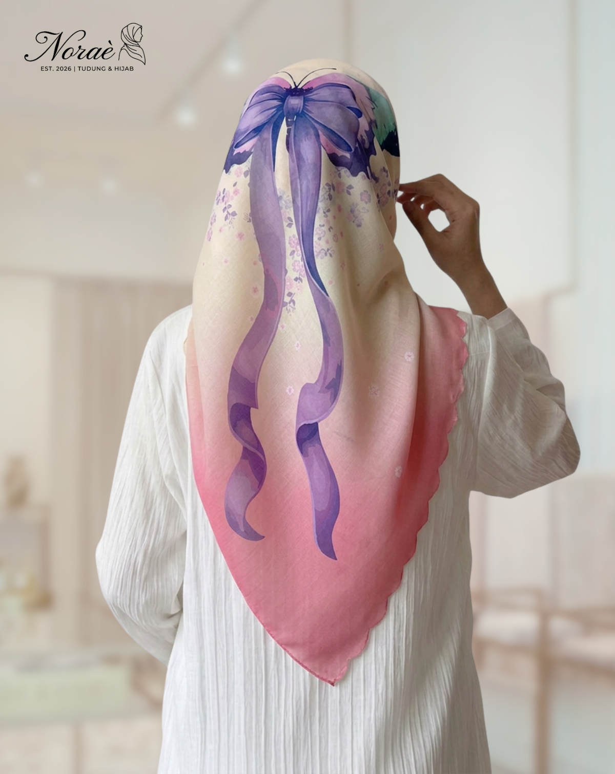 TUDUNG BAWAL PRINTED BIDANG 48 Cotton Voile Ribbon Design