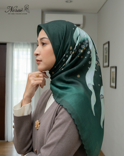 TUDUNG BAWAL PRINTED BIDANG 48 Cotton Voile Ribbon Design