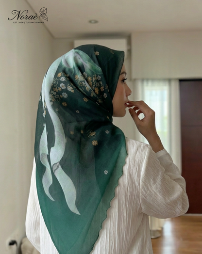 TUDUNG BAWAL PRINTED BIDANG 48 Cotton Voile Ribbon Design