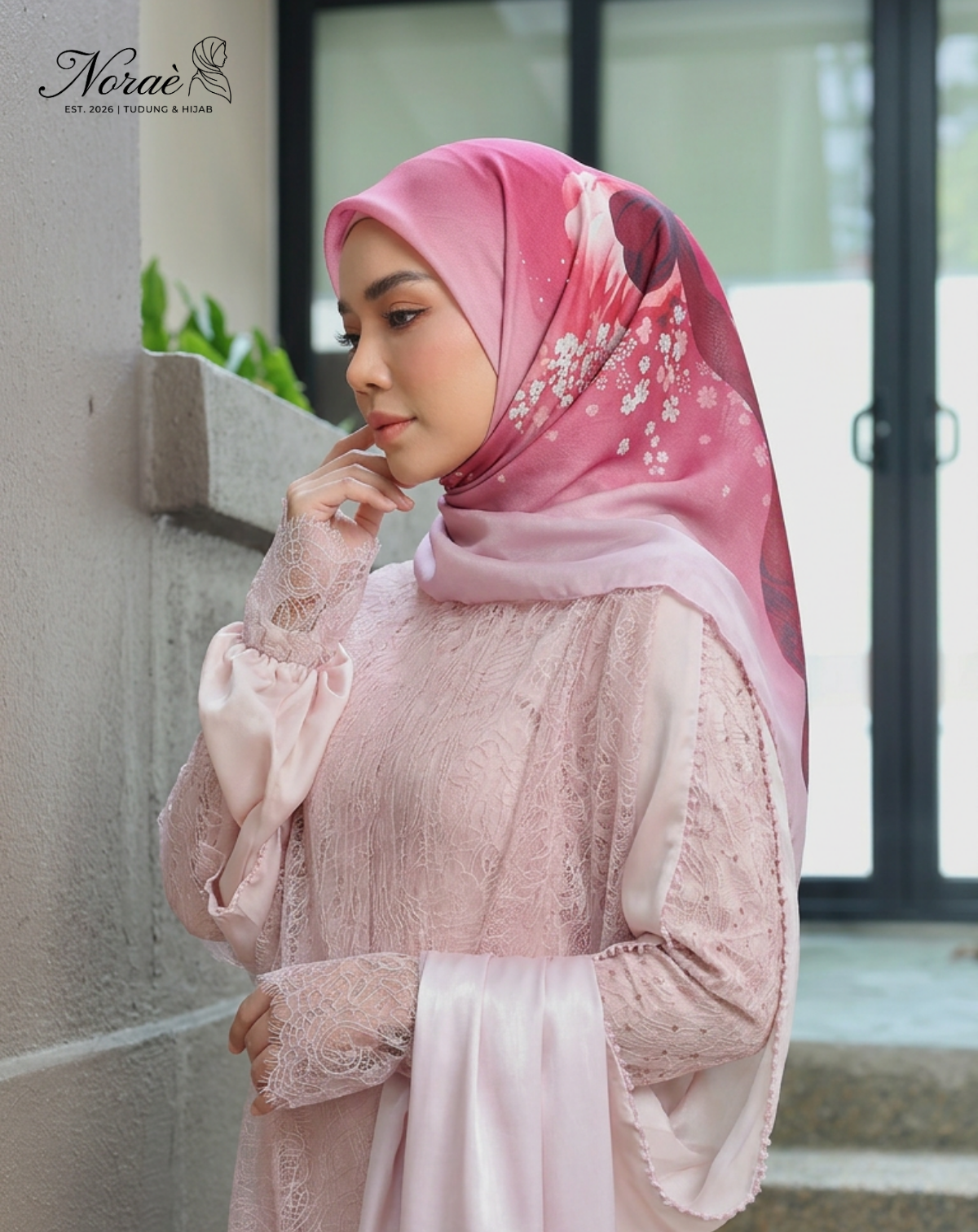 TUDUNG BAWAL PRINTED BIDANG 48 Cotton Voile Ribbon Design