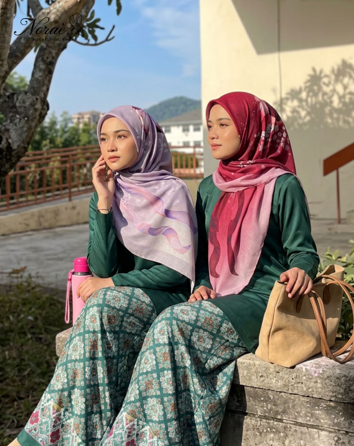 TUDUNG BAWAL PRINTED BIDANG 48 Cotton Voile Ribbon Design