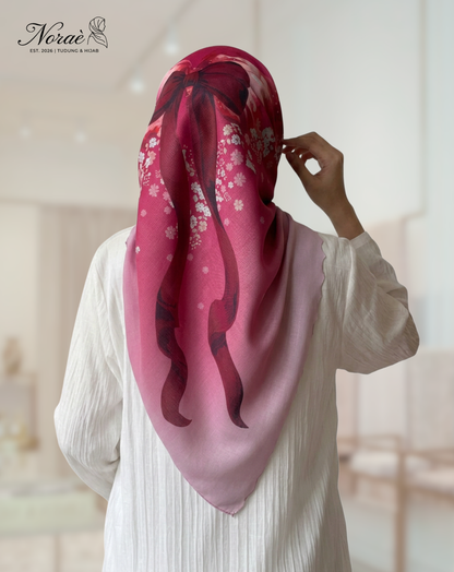 TUDUNG BAWAL PRINTED BIDANG 48 Cotton Voile Ribbon Design