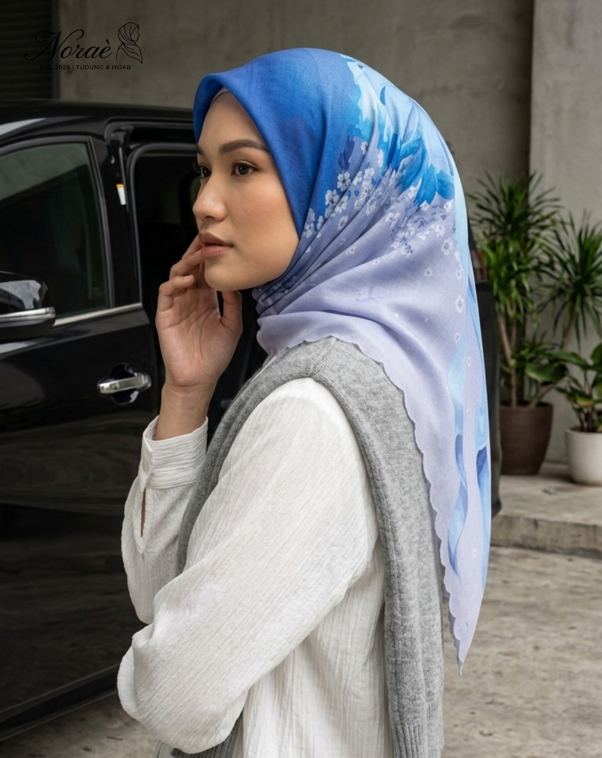 TUDUNG BAWAL PRINTED BIDANG 48 Cotton Voile Ribbon Design