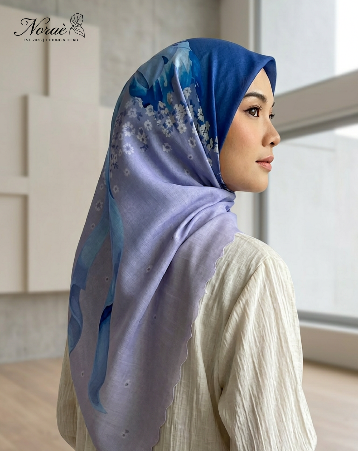 TUDUNG BAWAL PRINTED BIDANG 48 Cotton Voile Ribbon Design