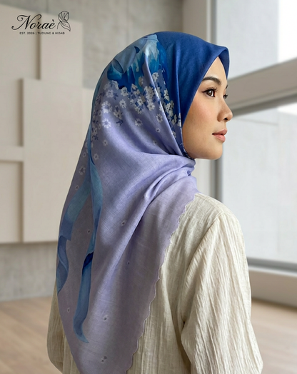 TUDUNG BAWAL PRINTED BIDANG 48 Cotton Voile Ribbon Design