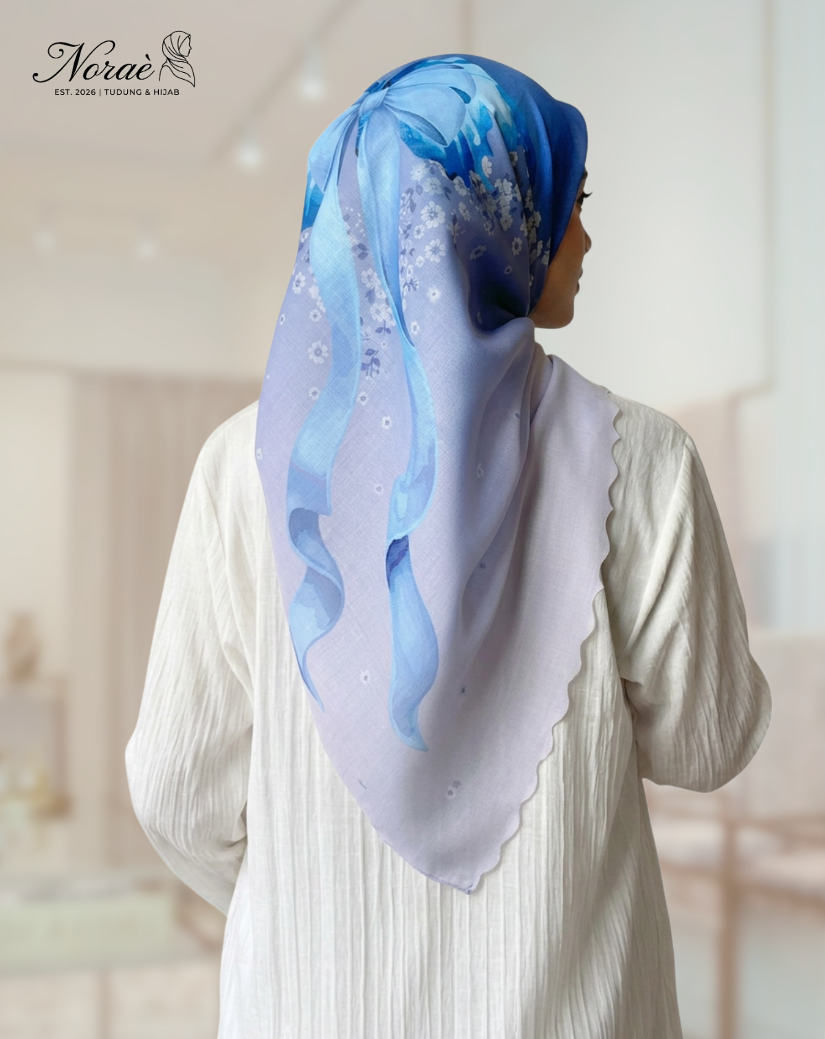 TUDUNG BAWAL PRINTED BIDANG 48 Cotton Voile Ribbon Design