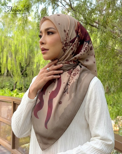 TUDUNG BAWAL PRINTED BIDANG 48 Cotton Voile Ribbon Design