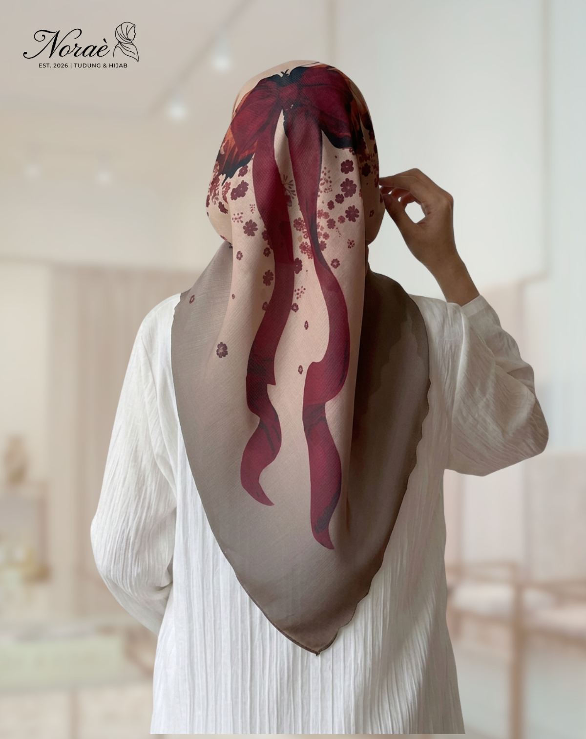 TUDUNG BAWAL PRINTED BIDANG 48 Cotton Voile Ribbon Design