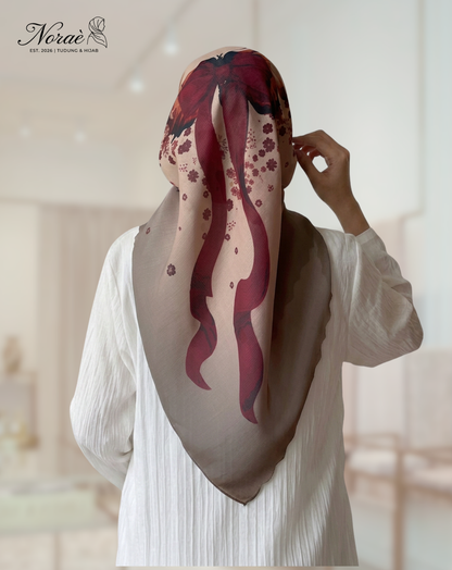 TUDUNG BAWAL PRINTED BIDANG 48 Cotton Voile Ribbon Design