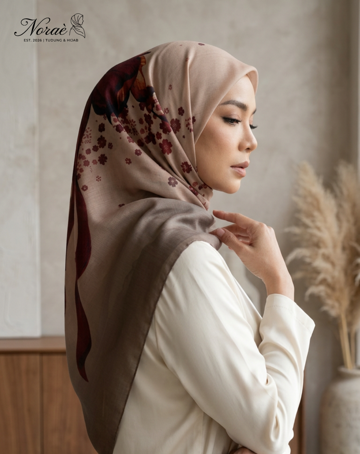 TUDUNG BAWAL PRINTED BIDANG 48 Cotton Voile Ribbon Design