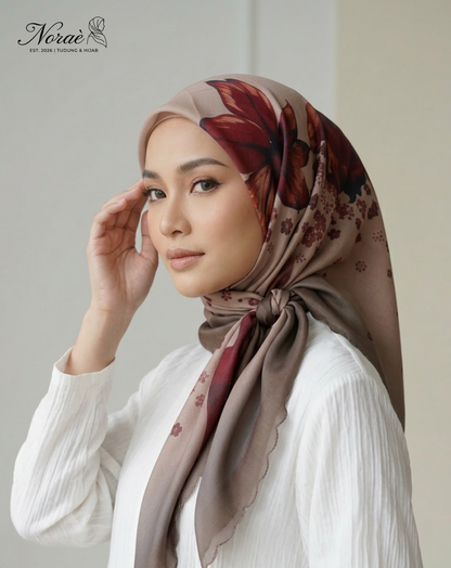 TUDUNG BAWAL PRINTED BIDANG 48 Cotton Voile Ribbon Design