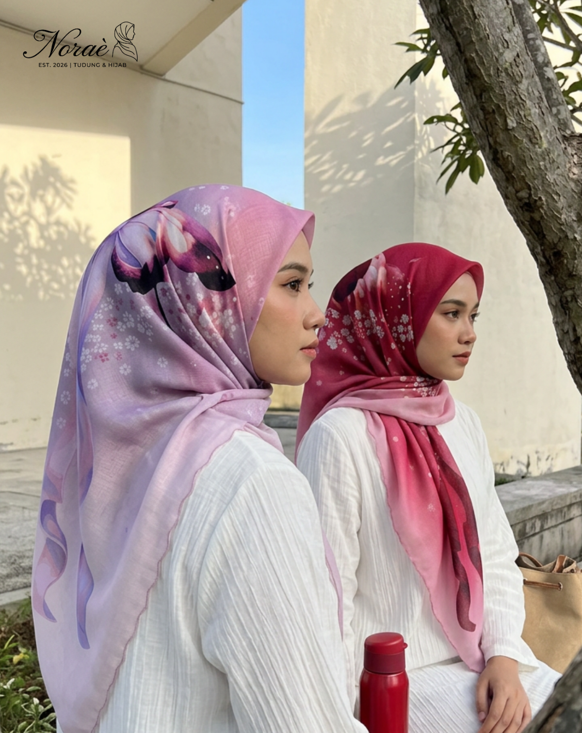 TUDUNG BAWAL PRINTED BIDANG 48 Cotton Voile Ribbon Design