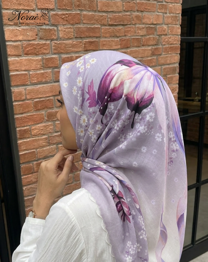 TUDUNG BAWAL PRINTED BIDANG 48 Cotton Voile Ribbon Design
