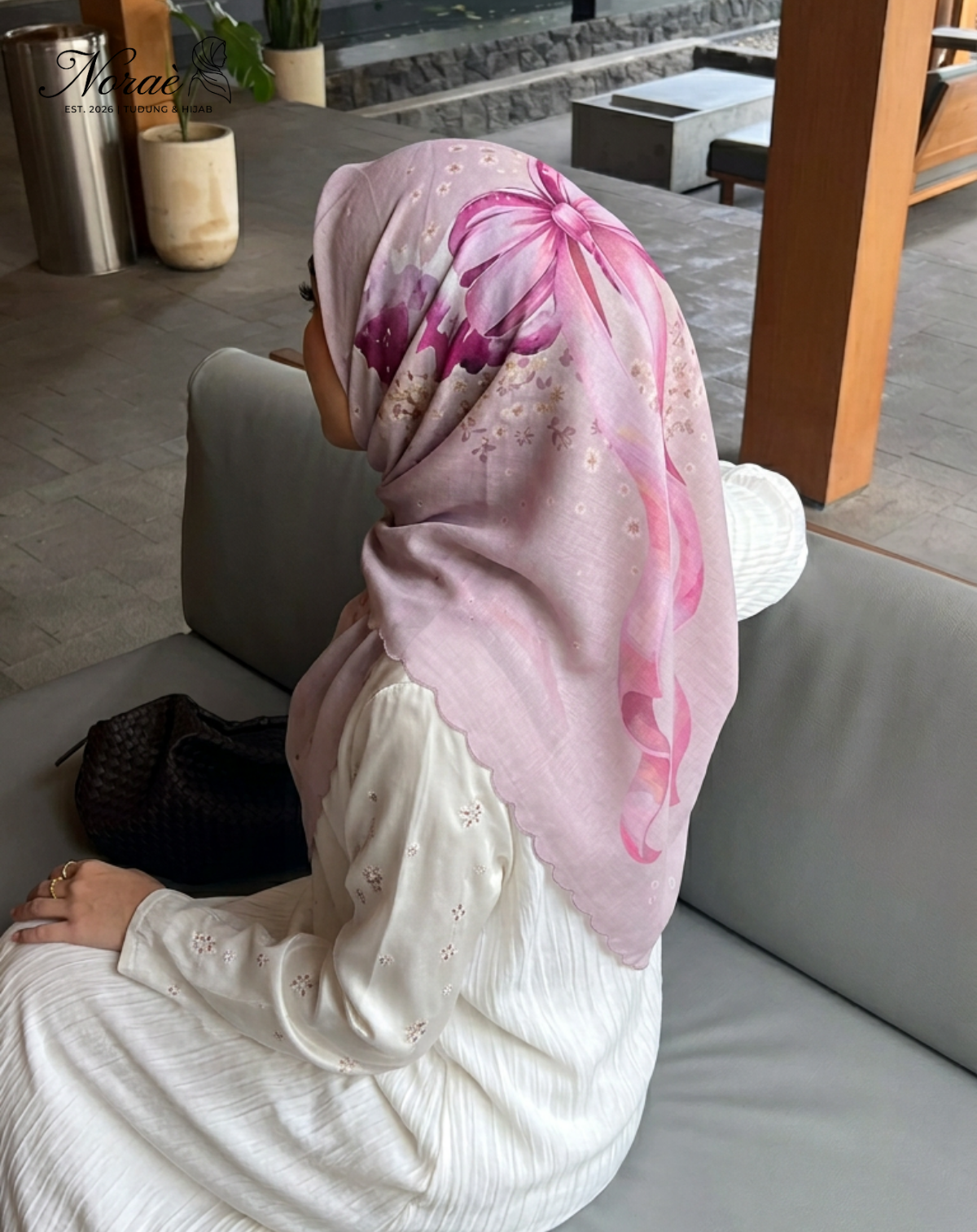 TUDUNG BAWAL PRINTED BIDANG 48 Cotton Voile Ribbon Design