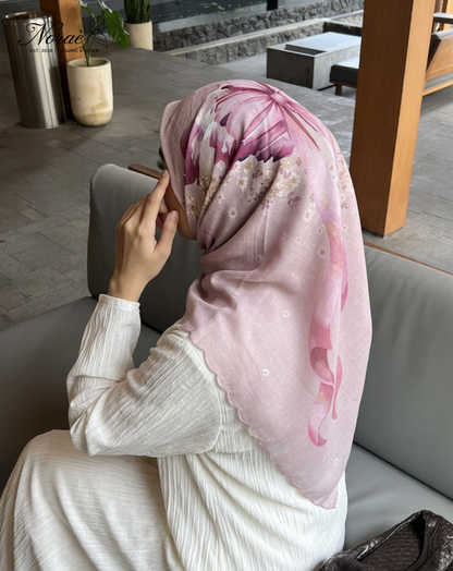 TUDUNG BAWAL PRINTED BIDANG 48 Cotton Voile Ribbon Design