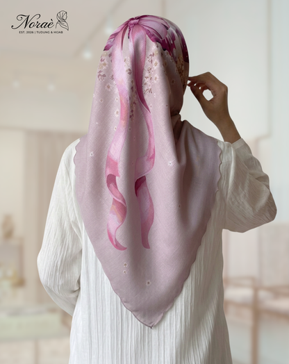TUDUNG BAWAL PRINTED BIDANG 48 Cotton Voile Ribbon Design