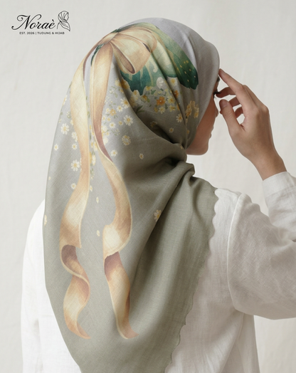 TUDUNG BAWAL PRINTED BIDANG 48 Cotton Voile Ribbon Design